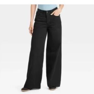 Women's Mid-Rise Super Wide Leg Jeans - Universal Thread Black • Sz 6 Reg. NWT